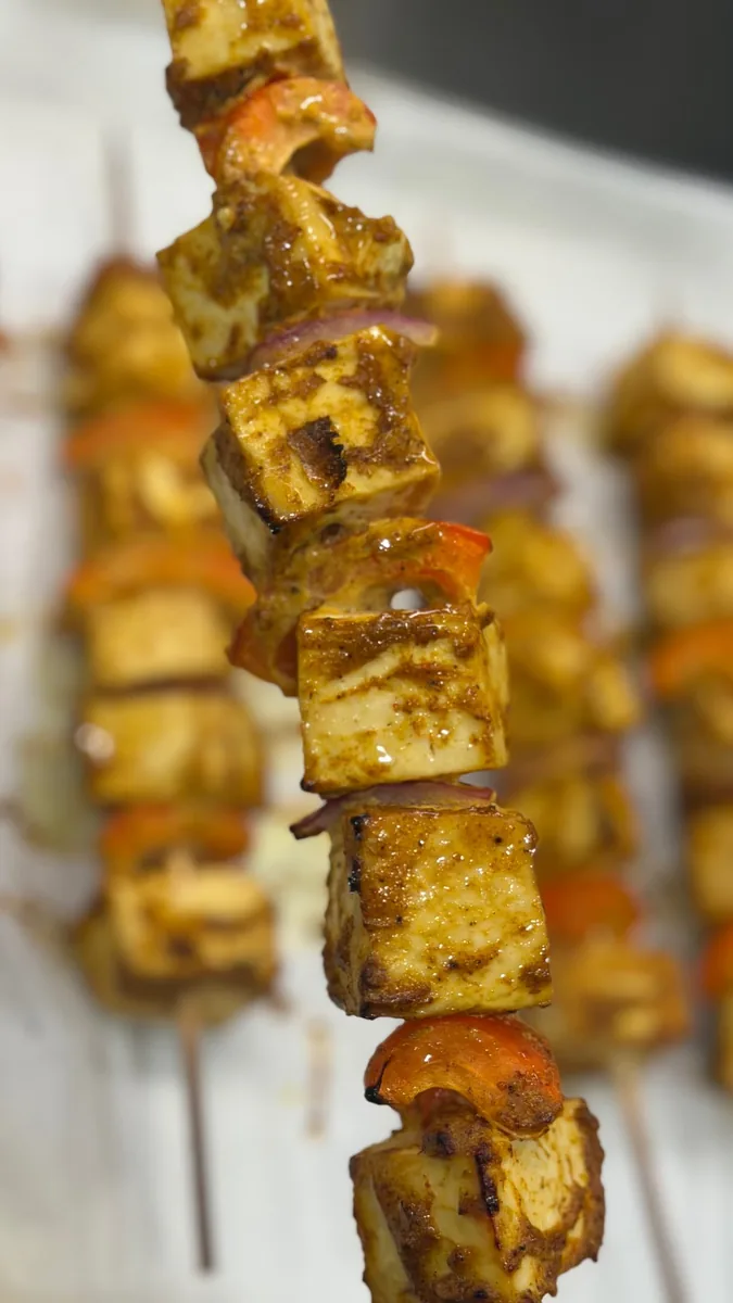 Oven-Baked Tofu / Paneer Tikka Skewers